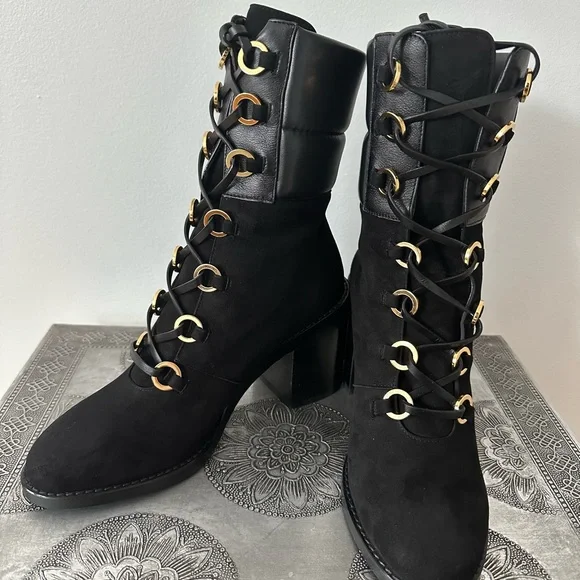 BNWT Stuart Weitzman Watson Tall Block-Heel Combat Boots - Picture 4 of 9